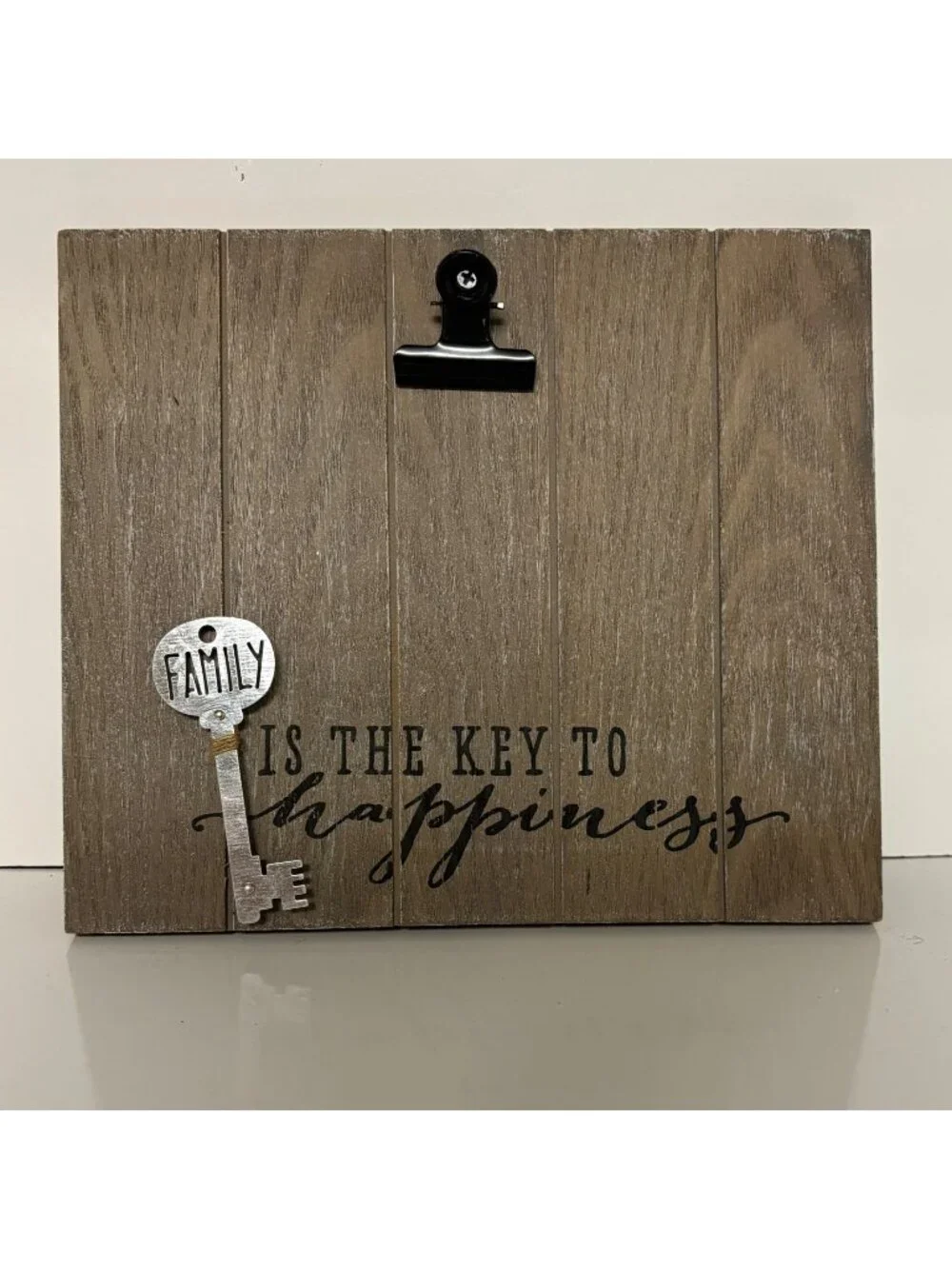 Rustic Wooden Family Photo Clip Board FAMILY IS THE KEY TO HAPPINESS 9